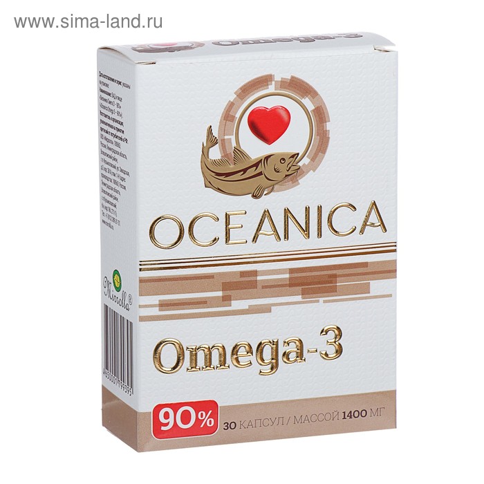Пищевая добавка «Океаника Омега-3 - 90%», для сердца, 30 капсул по 1400 мг - Фото 1