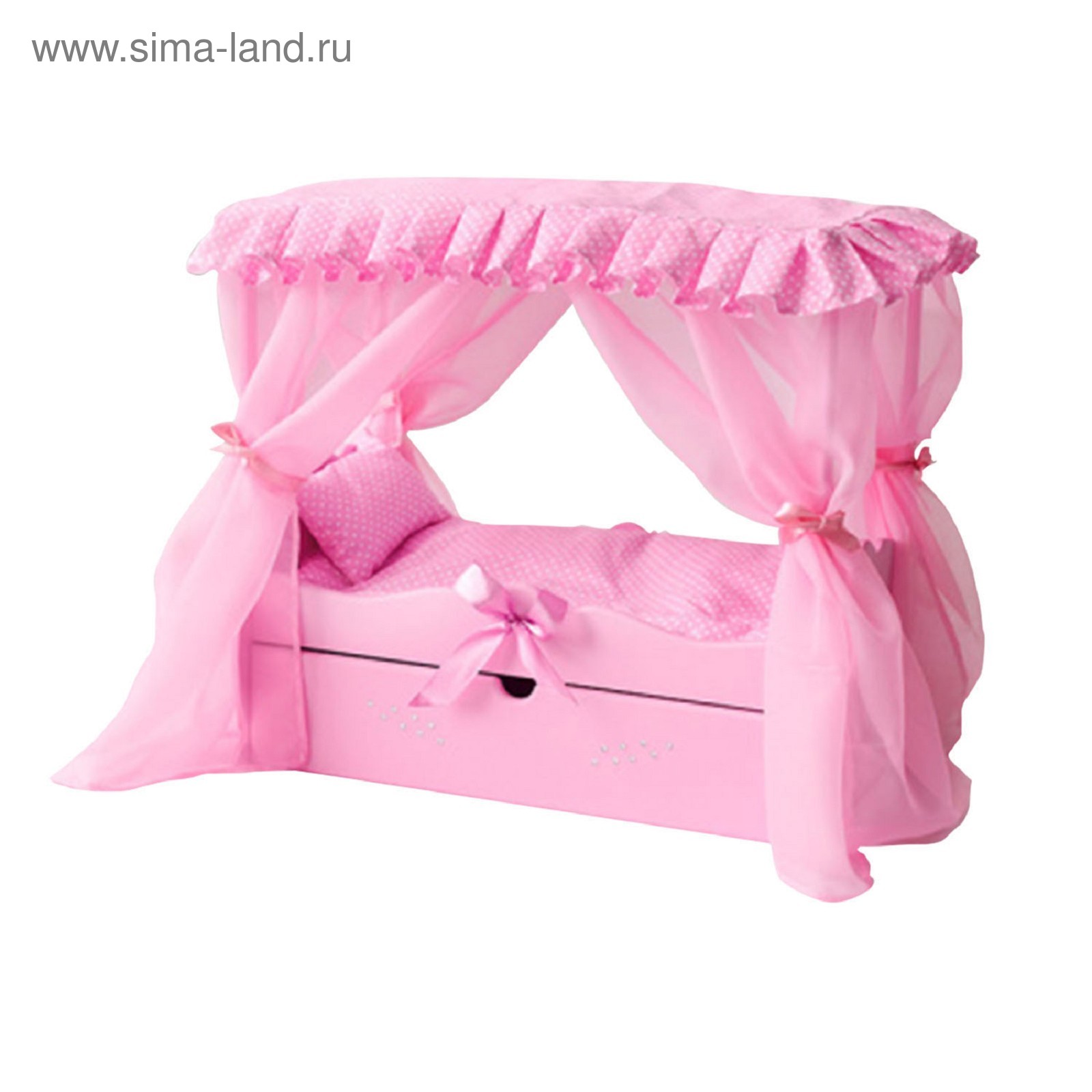 Кровать с балдахином и текстилем для Barbie