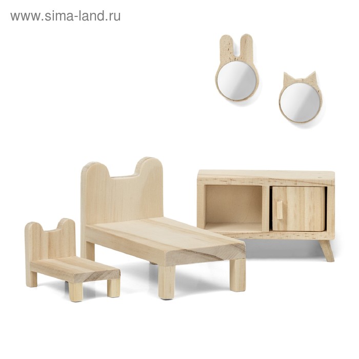 Набор деревянной мебели для домика «Спальня» - Фото 1