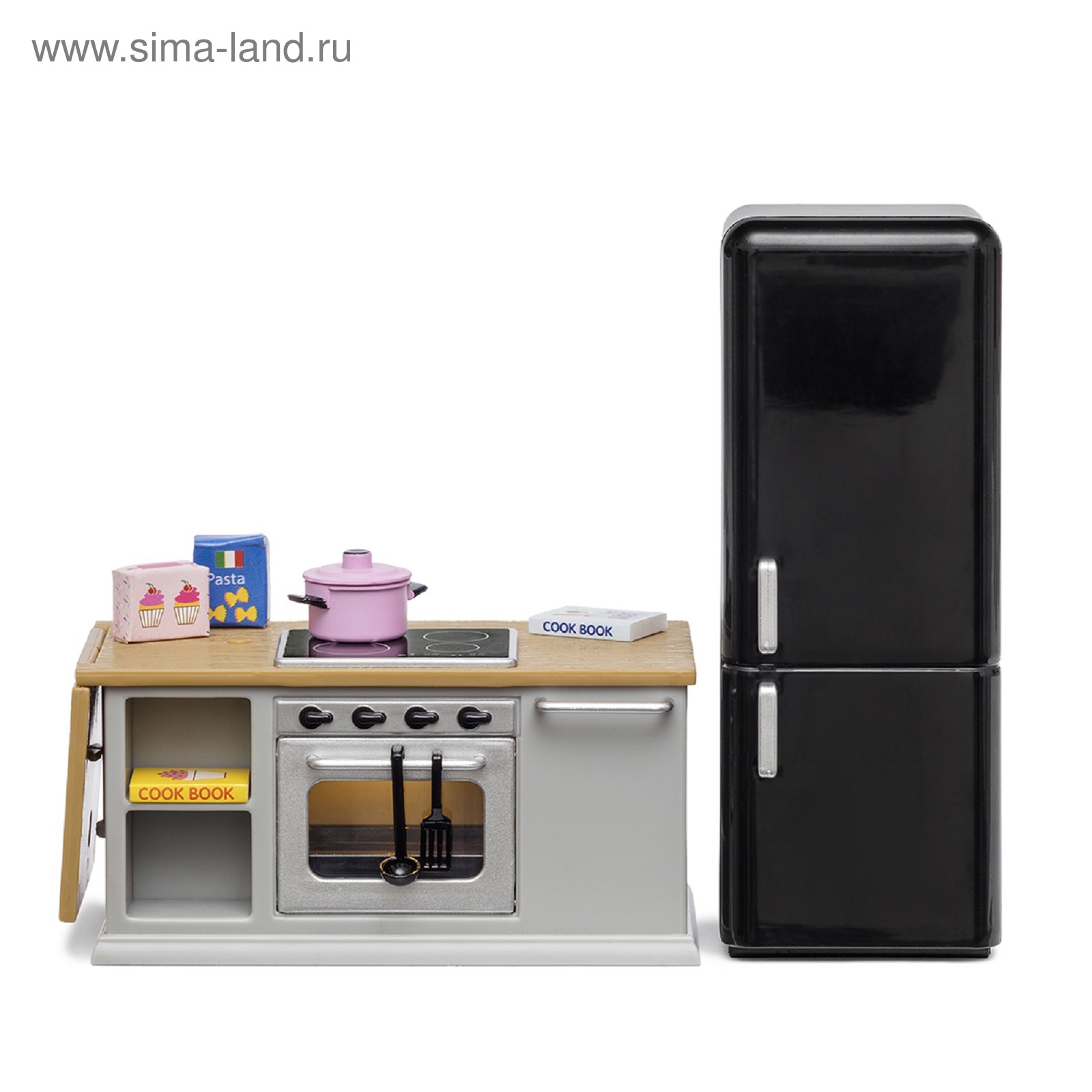 Набор мебели для кукольного домика «Кухонный остров», с холодильником ...