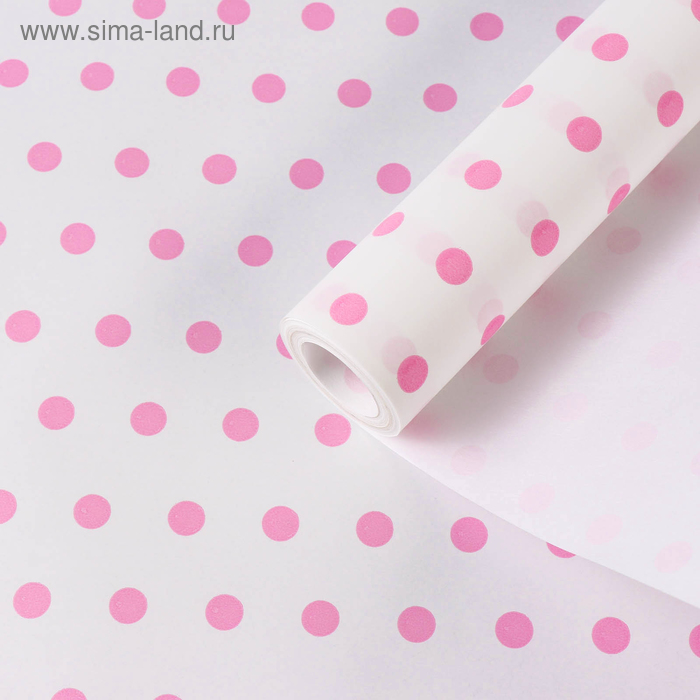 Бумага упаковочная крафт "Розовый горох", 0,55 х 10 м, 70 г/м² - Фото 1
