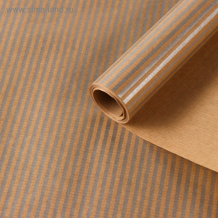 Бумага упаковочная крафт "Серебрянные полосы", 0,6 х 10 м, 40 г/м² - Фото 1