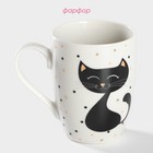 Кружка Доляна «Котик», 350 мл, фарфор, белая - Фото 2