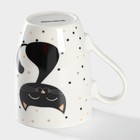 Кружка Доляна «Котик», 350 мл, фарфор, белая - Фото 3