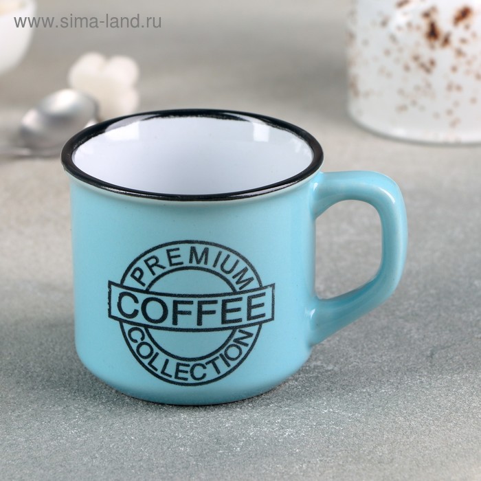 Кружка керамическая Доляна «Кофе», 165 мл, цвет голубой - Фото 1