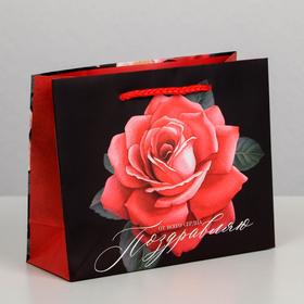 Пакет подарочный ламинированный горизонтальный, упаковка, «Поздравляю», S 15 х 12 х 5,5 см