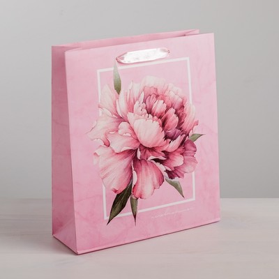 Пакет подарочный ламинированный, упаковка, «Пион», S 12 х 15 х 5.5 см