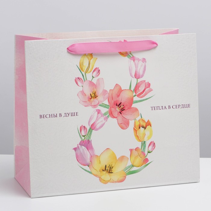 Пакет подарочный ламинированный горизонтальный, упаковка, «Весны в душе», ML 27 х 23 х 11.5 см - Фото 1