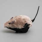 Мышь заводная меховая малая, 8,5 см, серая - фото 6271097