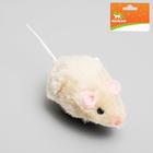 Мышь заводная меховая малая, 8,5 см, бежевая - фото 6271101