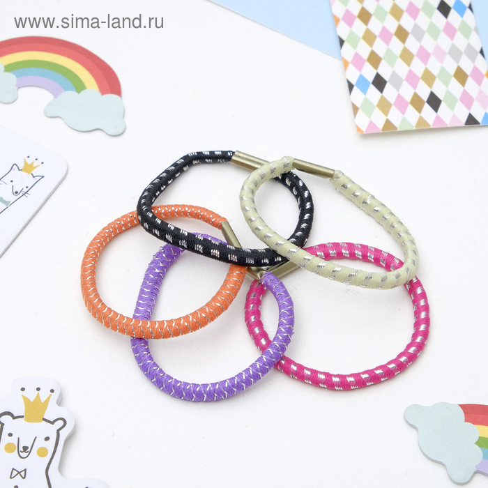 Резинка для волос "Радуга" (набор 50 шт) блеск, микс - Фото 1