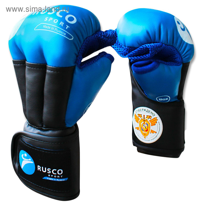 Перчатки RUSCO SPORT для рукопашного боя PRO, 8 унций, синие - Фото 1