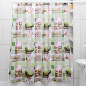 Штора для ванной «Лотос», 180×180 см, полиэстер 4658683