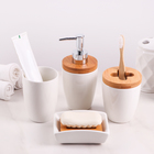 Набор аксессуаров для ванной комнаты «Бамбук», 4 предмета (мыльница, дозатор,два стакана) - фото 6271377
