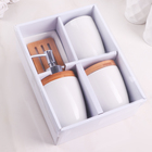 Набор аксессуаров для ванной комнаты «Бамбук», 4 предмета (мыльница, дозатор,два стакана) - Фото 4