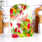 Доска разделочная большая "Любимой бабушке тюльпаны" 27х18 см - Фото 2
