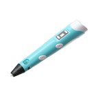Комплект в тубусе 3Д ручка с дисплеем голубая + пластик PLA 15 цв/10 м+трафареты - Фото 3