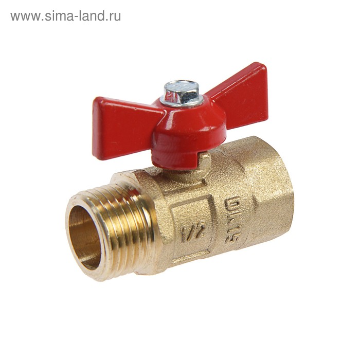 Кран шаровой «ГАЛЛОП» ПРАКТИК DN-15 131, внутренняя/наружная резьба 1/2", «бабочка» - Фото 1