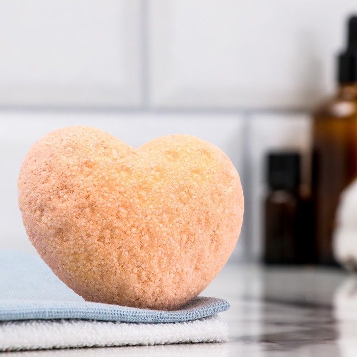 Бомбочка для ванны "Сердце" с ароматом апельсина, 100 гр, оранжевая - Фото 1