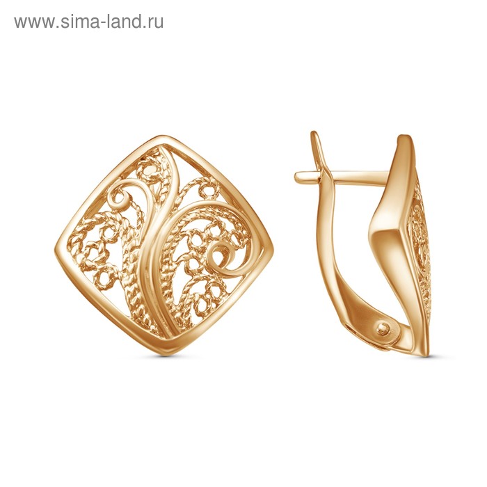 Серьги «Ромб» расписной, позолота - Фото 1