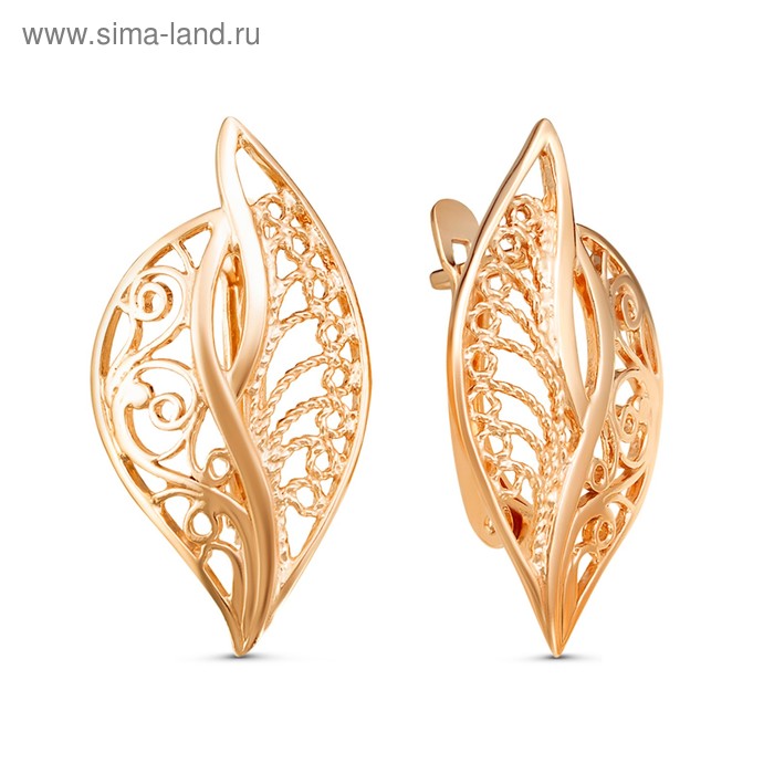 Серьги «Листья» половинки, позолота - Фото 1
