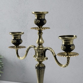 Металлический подсвечник на 3 свечи «Канделябр. Розарий», под латунь, 37×31×12 см