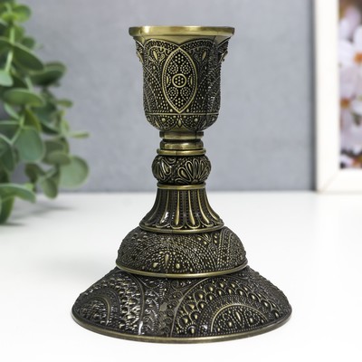 Металлический подсвечник на 1 свечу «Раджа», под бронзу, 10×8×8 см