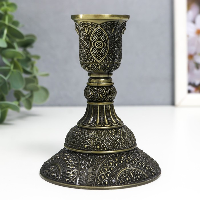 Металлический подсвечник на 1 свечу «Раджа», под бронзу, 10×8×8 см - Фото 1