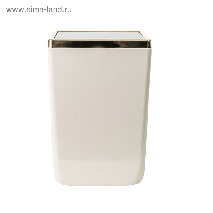 Мусорное ведро с крышкой Toskana, 6 л, пластик, цвет бежевый/золото - Фото 1