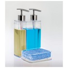 Дозатор для жидкого мыла Viva, секция для губки, 0,3 мл, 0,6 мл, цвет серый - Фото 2