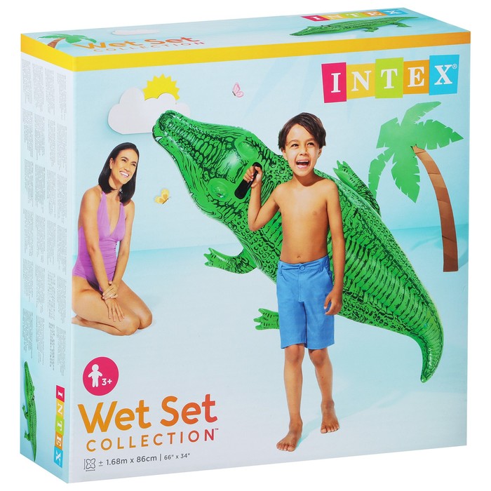 Игрушка для плавания «Крокодил», 168 х 86 см, от 3 лет, 58546NP INTEX - фото 1911980260