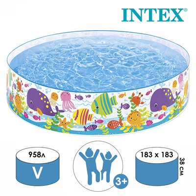 Бассейн «Океан», 183 х 38 см, жёсткий борт, от 3 лет, 56452NP INTEX