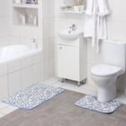 Набор ковриков для ванны и туалета Доляна «Галька», 2 шт: 40×50, 50×80 см, цвет синий - Фото 1