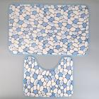Набор ковриков для ванны и туалета Доляна «Галька», 2 шт: 40×50, 50×80 см, цвет синий - Фото 5