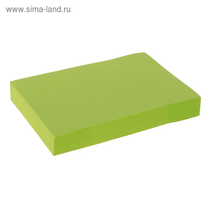 Блок с липким краем 51 мм x 76 мм, 100 листов, флуоресцентный, зелёный - Фото 1