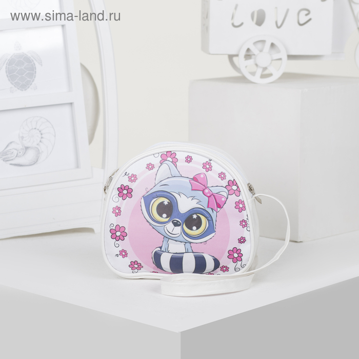 Сумка детская, отдел на молнии, длинный ремень, цвет белый - Фото 1