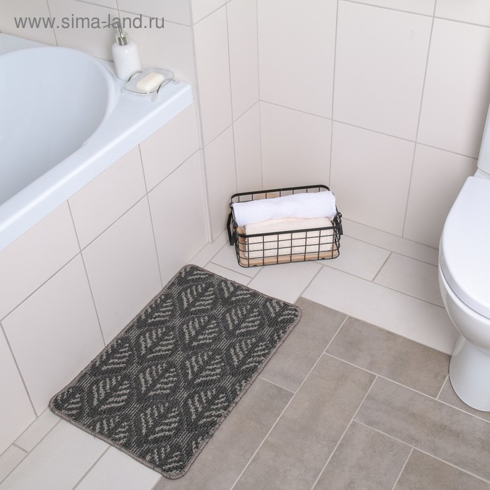 Коврик «Листья», 40×60 см, цвет серый - Фото 1