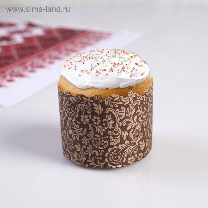 Форма бумажная для кекса, маффинов и кулича  "Флора"  60x45мм - Фото 1