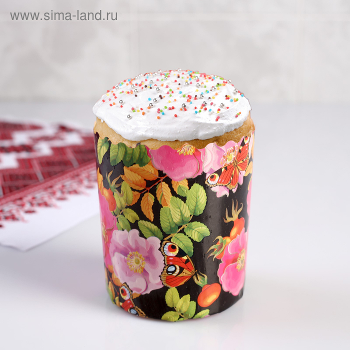 Форма для кулича бумажная «Шиповник», 7×8.5 см, разноцветная - Фото 1