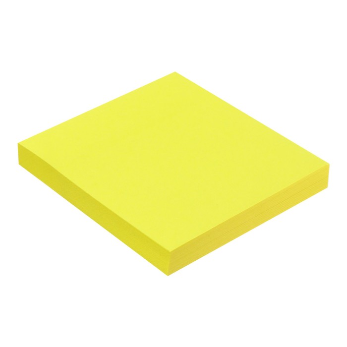 Блок с липким краем, 76 мм х 76 мм, 100 листов, флуоресцентный, жёлтый - Фото 1