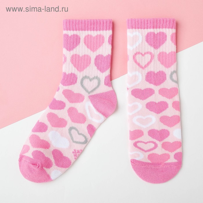 Носки детские KAFTAN «Сердечки», размер 14-16, цвет розовый - Фото 1