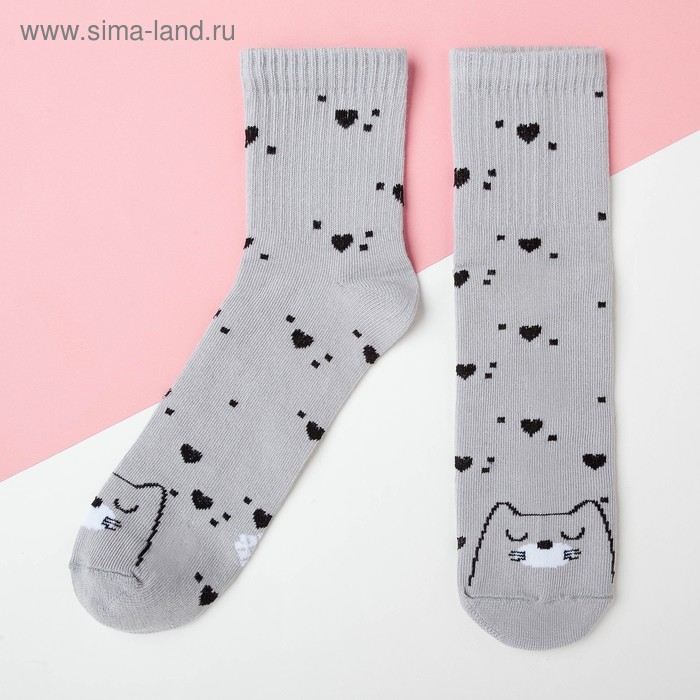 Носки детские KAFTAN «Кошка», размер 14-16, цвет серый - Фото 1