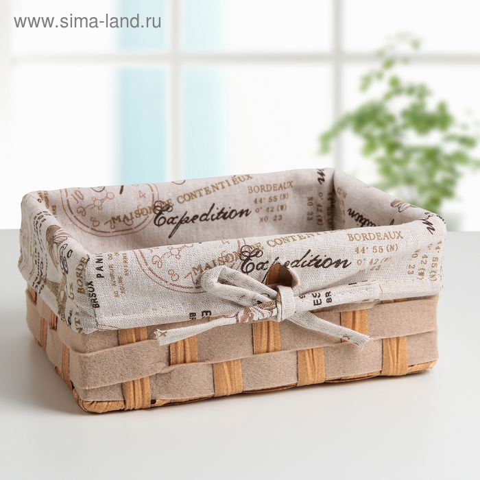 Корзина для хранения плетёная Доляна «Цветочный Париж», 22×16×9 см, цвет бежевый - Фото 1