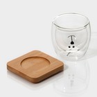 Стакан с двойными стенками Доляна «Вверх дном», 250 мл, 9×9 см, на деревянной подставке, стекло, прозрачный - Фото 4
