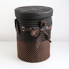 Корзина для белья универсальная плетёная с крышкой Доляна «Грей», 32,5×32,5×41,5 см, цвет коричневый - Фото 1