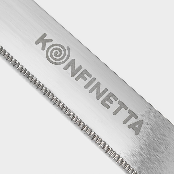 Нож для бисквита мелкие зубцы KONFINETTA, длина лезвия 25 см, деревянная ручка, толщина лезвия 0,8 мм - фото 1886459957