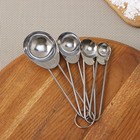 Набор мерных ложек Доляна «Металлик», 4 шт.: 1.25/2.5/5/15 мл, серебристый - Фото 3