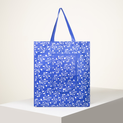 Сумка складная без молнии, наружный карман, цвет ярко-синий