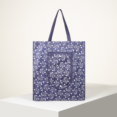 Сумка складная без молнии, наружный карман, цвет синий