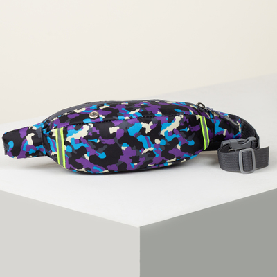 Сумка поясная, отдел на молнии, дышащая спинка, цвет фиолетовый/голубой
